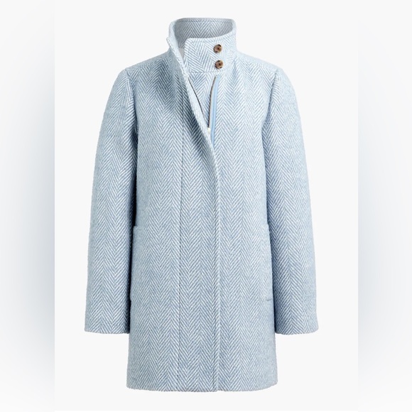 J. Crew Jackets & Blazers - NWT J. Crew Herringbone City Coat in Pale Seascape Chevron Blue